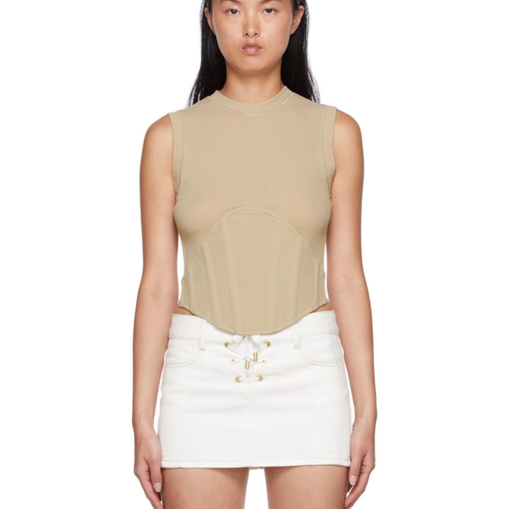 DION LEE Beige Cotton Tank Top